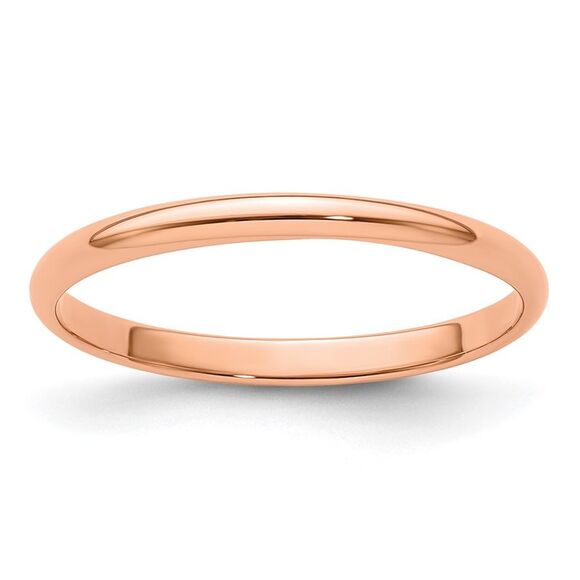 Kazi Luxury 14k Rose Gold 2mm Lightweight Half Round Wedding Band Size 4